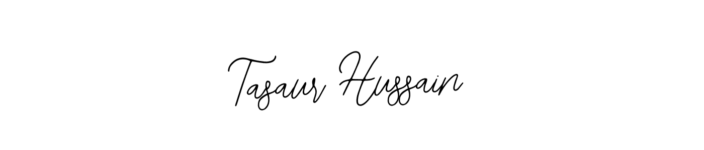 How to make Tasaur Hussain name signature. Use Bearetta-2O07w style for creating short signs online. This is the latest handwritten sign. Tasaur Hussain signature style 12 images and pictures png