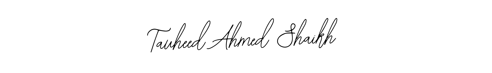 The best way (Bearetta-2O07w) to make a short signature is to pick only two or three words in your name. The name Tauheed Ahmed Shaikh include a total of six letters. For converting this name. Tauheed Ahmed Shaikh signature style 12 images and pictures png