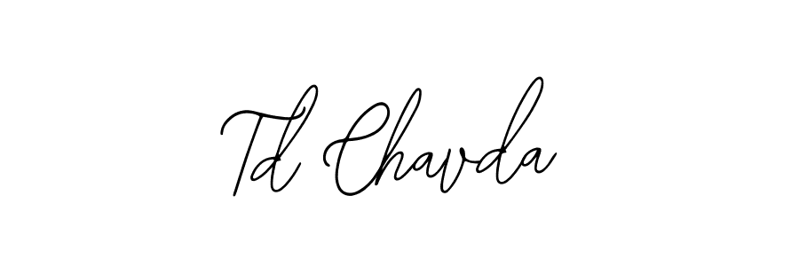 How to make Td Chavda name signature. Use Bearetta-2O07w style for creating short signs online. This is the latest handwritten sign. Td Chavda signature style 12 images and pictures png