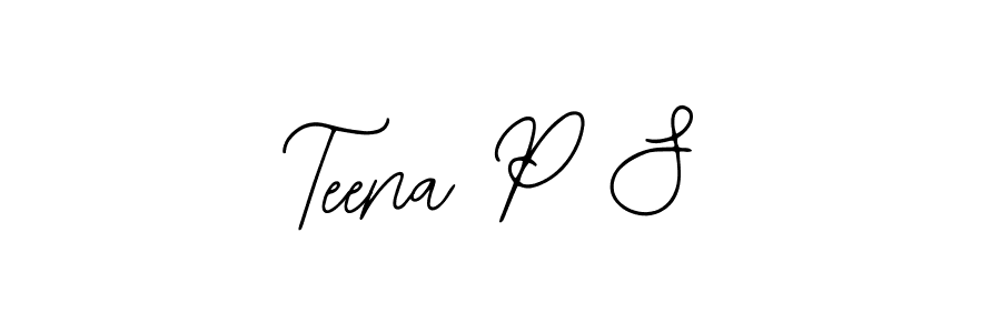 How to make Teena P S name signature. Use Bearetta-2O07w style for creating short signs online. This is the latest handwritten sign. Teena P S signature style 12 images and pictures png