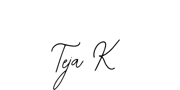 The best way (Bearetta-2O07w) to make a short signature is to pick only two or three words in your name. The name Teja K include a total of six letters. For converting this name. Teja K signature style 12 images and pictures png