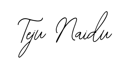 The best way (Bearetta-2O07w) to make a short signature is to pick only two or three words in your name. For converting this name Teju Naidu. Teju Naidu signature style 12 images and pictures png