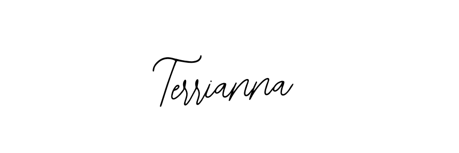 Use a signature maker to create a handwritten signature online. With this signature software, you can design (Bearetta-2O07w) your own signature for name Terrianna. Terrianna signature style 12 images and pictures png