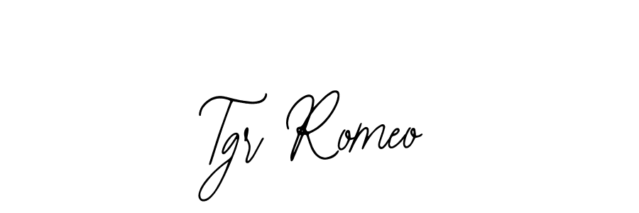 How to make Tgr Romeo name signature. Use Bearetta-2O07w style for creating short signs online. This is the latest handwritten sign. Tgr Romeo signature style 12 images and pictures png