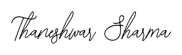Designed for modern professionals: Thaneshwar Sharma name signature crafted with Bearetta-2O07w script. Ready for digital PDF workflows. Thaneshwar Sharma signature style 12 images and pictures png