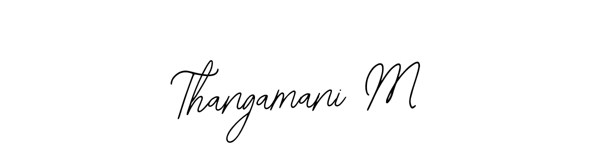 The best way (Bearetta-2O07w) to make a short signature is to pick only two or three words in your name. The name Thangamani M include a total of six letters. For converting this name. Thangamani M signature style 12 images and pictures png