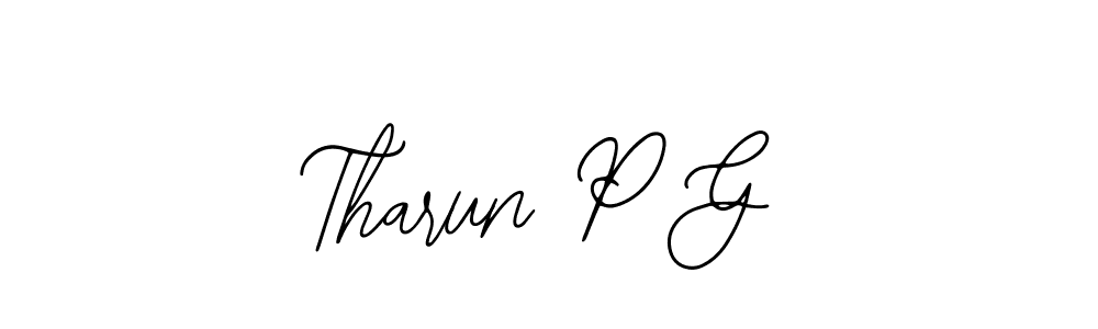 Use a signature maker to create a handwritten signature online. With this signature software, you can design (Bearetta-2O07w) your own signature for name Tharun P G. Tharun P G signature style 12 images and pictures png
