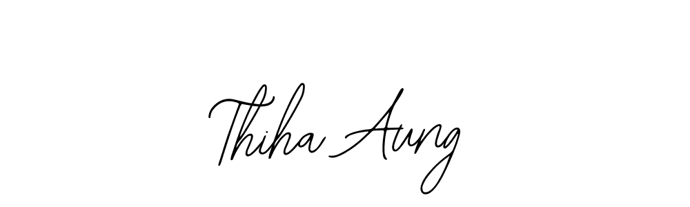 How to make Thiha Aung name signature. Use Bearetta-2O07w style for creating short signs online. This is the latest handwritten sign. Thiha Aung signature style 12 images and pictures png