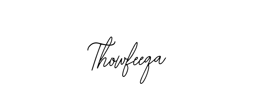 Use a signature maker to create a handwritten signature online. With this signature software, you can design (Bearetta-2O07w) your own signature for name Thowfeeqa. Thowfeeqa signature style 12 images and pictures png