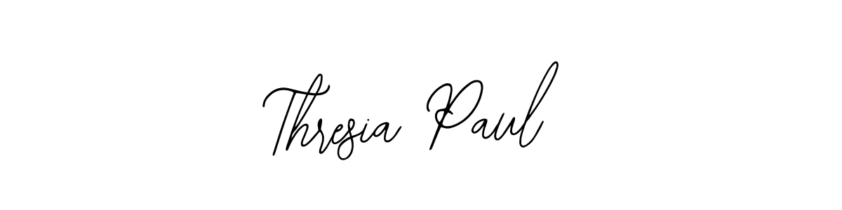 How to make Thresia Paul name signature. Use Bearetta-2O07w style for creating short signs online. This is the latest handwritten sign. Thresia Paul signature style 12 images and pictures png