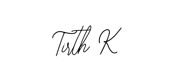 Use a signature maker to create a handwritten signature online. With this signature software, you can design (Bearetta-2O07w) your own signature for name Tirth K. Tirth K signature style 12 images and pictures png