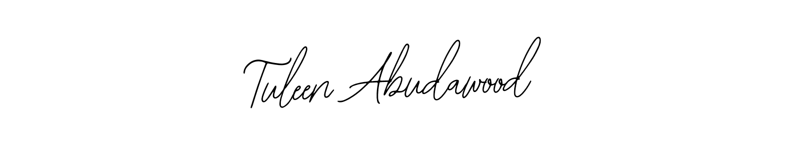 This is the best signature style for the Tuleen Abudawood name. Also you like these signature font (Bearetta-2O07w). Mix name signature. Tuleen Abudawood signature style 12 images and pictures png