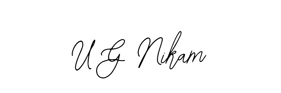 Design your own signature with our free online signature maker. With this signature software, you can create a handwritten (Bearetta-2O07w) signature for name U G Nikam. U G Nikam signature style 12 images and pictures png