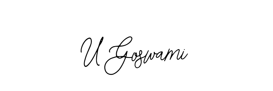 Use a signature maker to create a handwritten signature online. With this signature software, you can design (Bearetta-2O07w) your own signature for name U Goswami. U Goswami signature style 12 images and pictures png