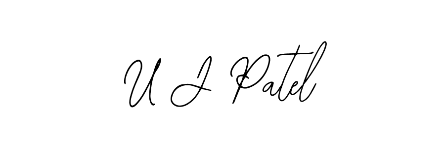 The best way (Bearetta-2O07w) to make a short signature is to pick only two or three words in your name. The name U J Patel include a total of six letters. For converting this name. U J Patel signature style 12 images and pictures png