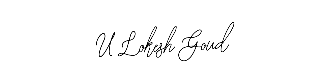 How to make U Lokesh Goud name signature. Use Bearetta-2O07w style for creating short signs online. This is the latest handwritten sign. U Lokesh Goud signature style 12 images and pictures png