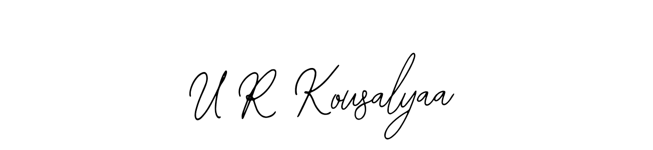 You should practise on your own different ways (Bearetta-2O07w) to write your name (U R Kousalyaa) in signature. don't let someone else do it for you. U R Kousalyaa signature style 12 images and pictures png