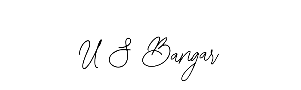 The best way (Bearetta-2O07w) to make a short signature is to pick only two or three words in your name. The name U S Bangar include a total of six letters. For converting this name. U S Bangar signature style 12 images and pictures png
