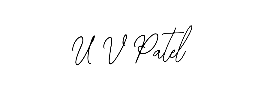 How to make U V Patel name signature. Use Bearetta-2O07w style for creating short signs online. This is the latest handwritten sign. U V Patel signature style 12 images and pictures png