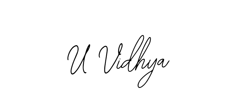 The best way (Bearetta-2O07w) to make a short signature is to pick only two or three words in your name. The name U Vidhya include a total of six letters. For converting this name. U Vidhya signature style 12 images and pictures png