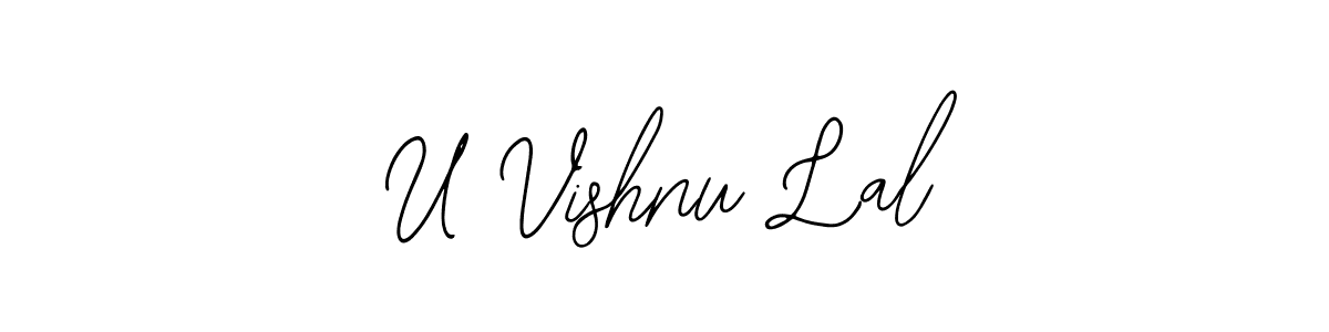 The best way (Bearetta-2O07w) to make a short signature is to pick only two or three words in your name. The name U Vishnu Lal include a total of six letters. For converting this name. U Vishnu Lal signature style 12 images and pictures png