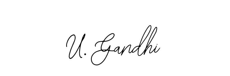 How to make U. Gandhi name signature. Use Bearetta-2O07w style for creating short signs online. This is the latest handwritten sign. U. Gandhi signature style 12 images and pictures png