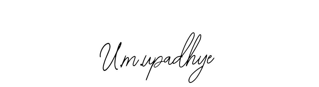 The best way (Bearetta-2O07w) to make a short signature is to pick only two or three words in your name. The name U.m.upadhye include a total of six letters. For converting this name. U.m.upadhye signature style 12 images and pictures png