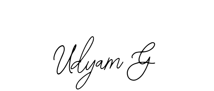 Use a signature maker to create a handwritten signature online. With this signature software, you can design (Bearetta-2O07w) your own signature for name Udyam G. Udyam G signature style 12 images and pictures png