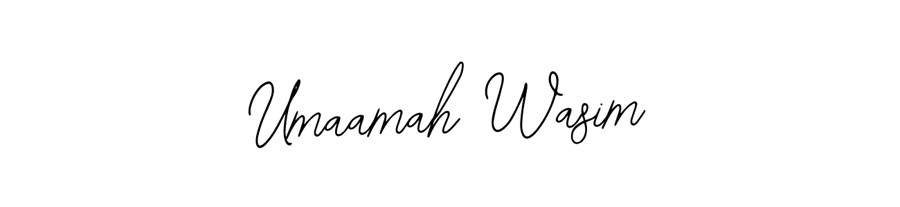 You should practise on your own different ways (Bearetta-2O07w) to write your name (Umaamah Wasim) in signature. don't let someone else do it for you. Umaamah Wasim signature style 12 images and pictures png