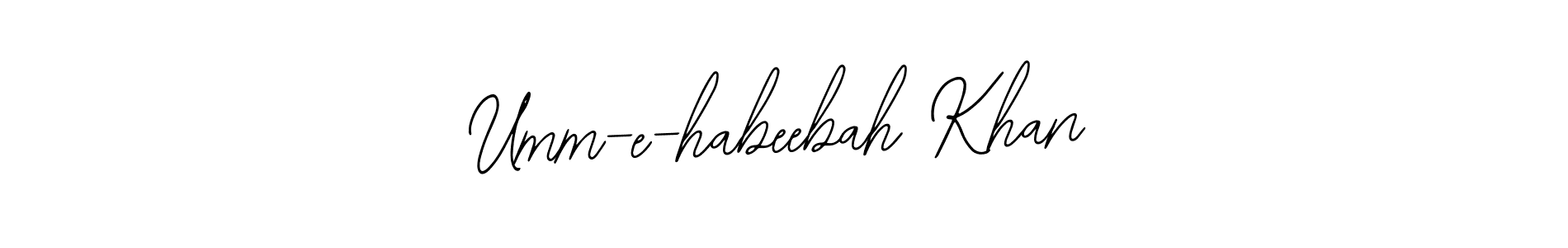 Also You can easily find your signature by using the search form. We will create Umm-e-habeebah Khan name handwritten signature images for you free of cost using Bearetta-2O07w sign style. Umm-e-habeebah Khan signature style 12 images and pictures png