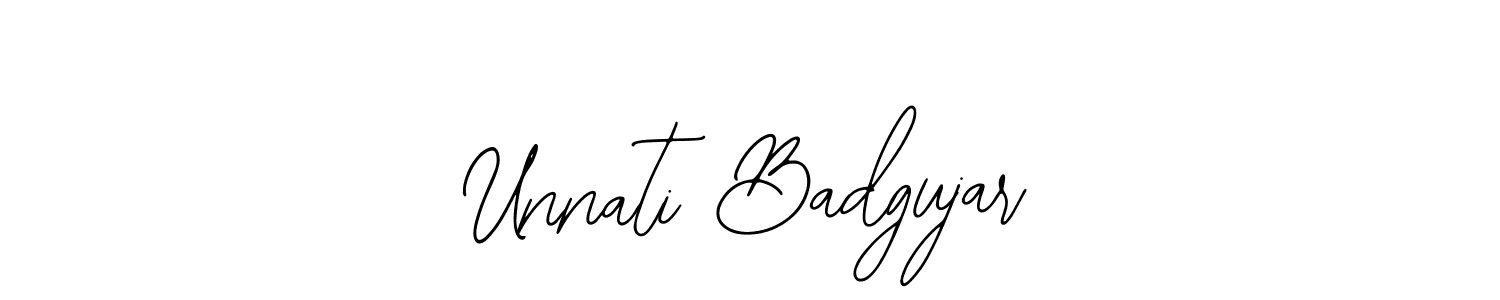 You should practise on your own different ways (Bearetta-2O07w) to write your name (Unnati Badgujar) in signature. don't let someone else do it for you. Unnati Badgujar signature style 12 images and pictures png
