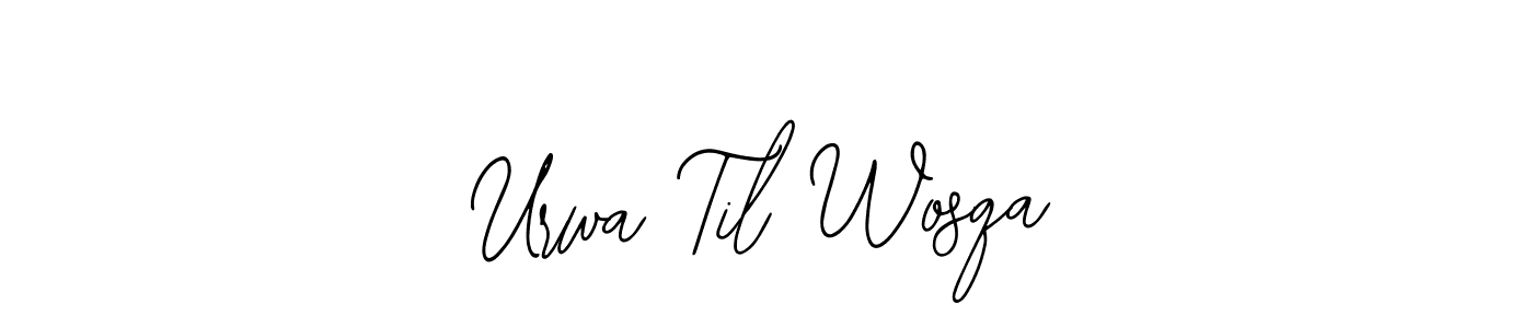 The best way (Bearetta-2O07w) to make a short signature is to pick only two or three words in your name. The name Urwa Til Wosqa include a total of six letters. For converting this name. Urwa Til Wosqa signature style 12 images and pictures png
