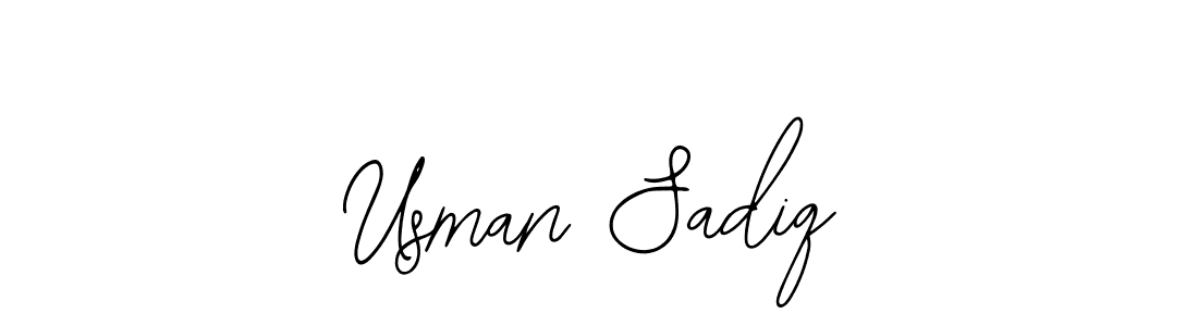 How to make Usman Sadiq name signature. Use Bearetta-2O07w style for creating short signs online. This is the latest handwritten sign. Usman Sadiq signature style 12 images and pictures png