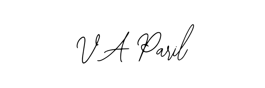 Create a beautiful signature design for name V A Paril. With this signature (Bearetta-2O07w) fonts, you can make a handwritten signature for free. V A Paril signature style 12 images and pictures png