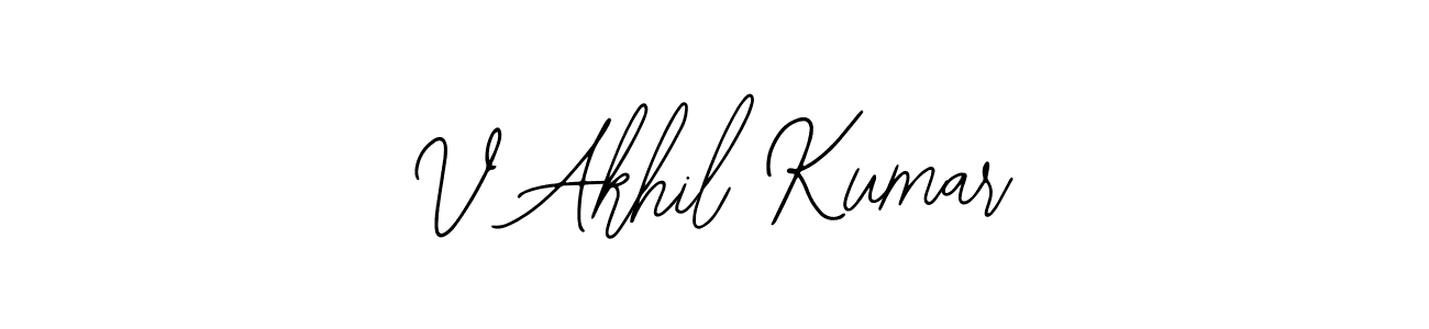 The best way (Bearetta-2O07w) to make a short signature is to pick only two or three words in your name. The name V Akhil Kumar include a total of six letters. For converting this name. V Akhil Kumar signature style 12 images and pictures png