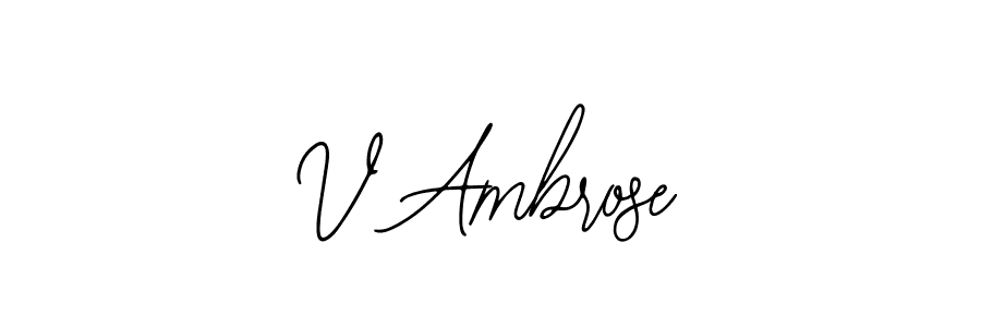 How to make V Ambrose name signature. Use Bearetta-2O07w style for creating short signs online. This is the latest handwritten sign. V Ambrose signature style 12 images and pictures png