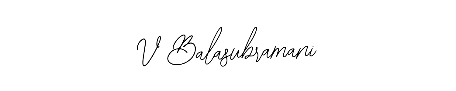 How to make V Balasubramani name signature. Use Bearetta-2O07w style for creating short signs online. This is the latest handwritten sign. V Balasubramani signature style 12 images and pictures png