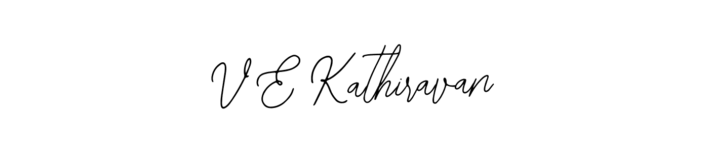 How to make V E Kathiravan name signature. Use Bearetta-2O07w style for creating short signs online. This is the latest handwritten sign. V E Kathiravan signature style 12 images and pictures png
