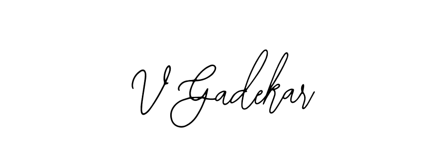 How to make V Gadekar name signature. Use Bearetta-2O07w style for creating short signs online. This is the latest handwritten sign. V Gadekar signature style 12 images and pictures png