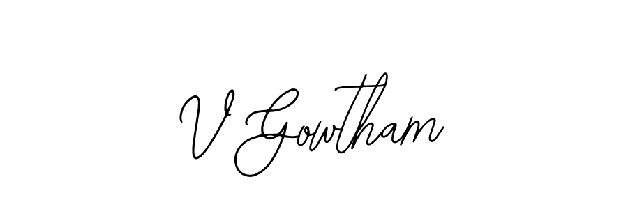 Also You can easily find your signature by using the search form. We will create V Gowtham name handwritten signature images for you free of cost using Bearetta-2O07w sign style. V Gowtham signature style 12 images and pictures png