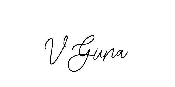 The best way (Bearetta-2O07w) to make a short signature is to pick only two or three words in your name. The name V Guna include a total of six letters. For converting this name. V Guna signature style 12 images and pictures png
