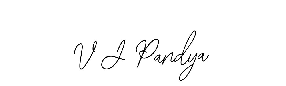 The best way (Bearetta-2O07w) to make a short signature is to pick only two or three words in your name. The name V J Pandya include a total of six letters. For converting this name. V J Pandya signature style 12 images and pictures png