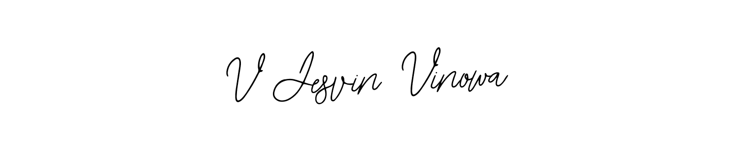 How to make V Jesvin Vinowa name signature. Use Bearetta-2O07w style for creating short signs online. This is the latest handwritten sign. V Jesvin Vinowa signature style 12 images and pictures png