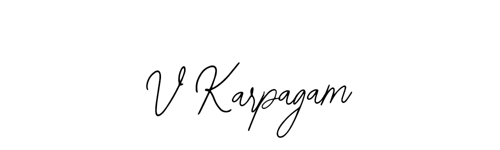Make a beautiful signature design for name V Karpagam. With this signature (Bearetta-2O07w) style, you can create a handwritten signature for free. V Karpagam signature style 12 images and pictures png