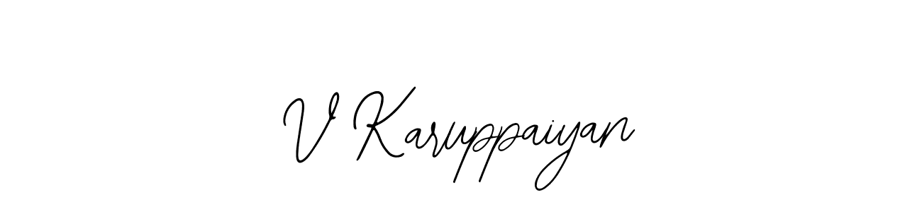 Design your own signature with our free online signature maker. With this signature software, you can create a handwritten (Bearetta-2O07w) signature for name V Karuppaiyan. V Karuppaiyan signature style 12 images and pictures png