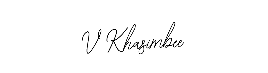 The best way (Bearetta-2O07w) to make a short signature is to pick only two or three words in your name. The name V Khasimbee include a total of six letters. For converting this name. V Khasimbee signature style 12 images and pictures png