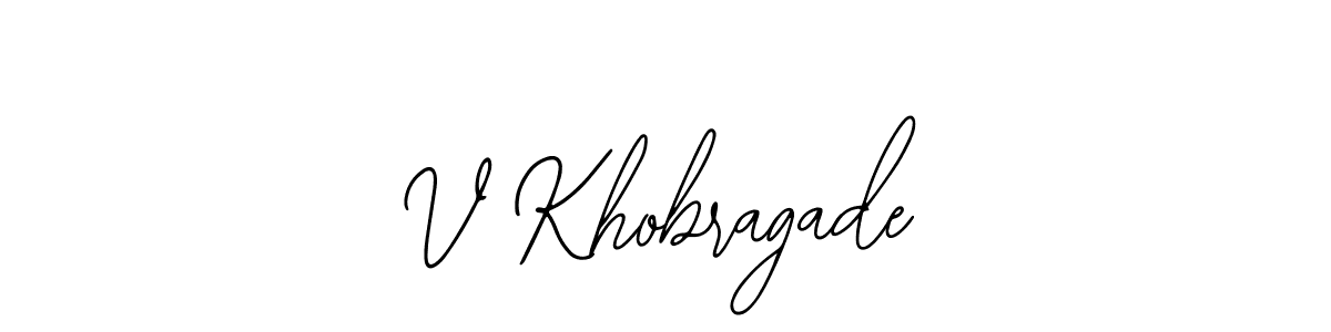 How to make V Khobragade name signature. Use Bearetta-2O07w style for creating short signs online. This is the latest handwritten sign. V Khobragade signature style 12 images and pictures png