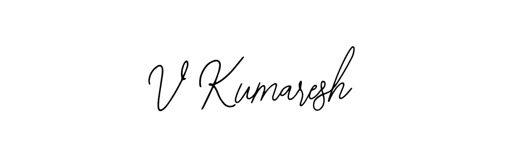 The best way (Bearetta-2O07w) to make a short signature is to pick only two or three words in your name. The name V Kumaresh include a total of six letters. For converting this name. V Kumaresh signature style 12 images and pictures png