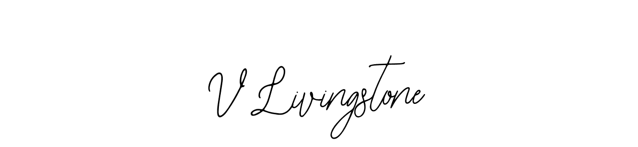 if you are searching for the best signature style for your name V Livingstone. so please give up your signature search. here we have designed multiple signature styles  using Bearetta-2O07w. V Livingstone signature style 12 images and pictures png