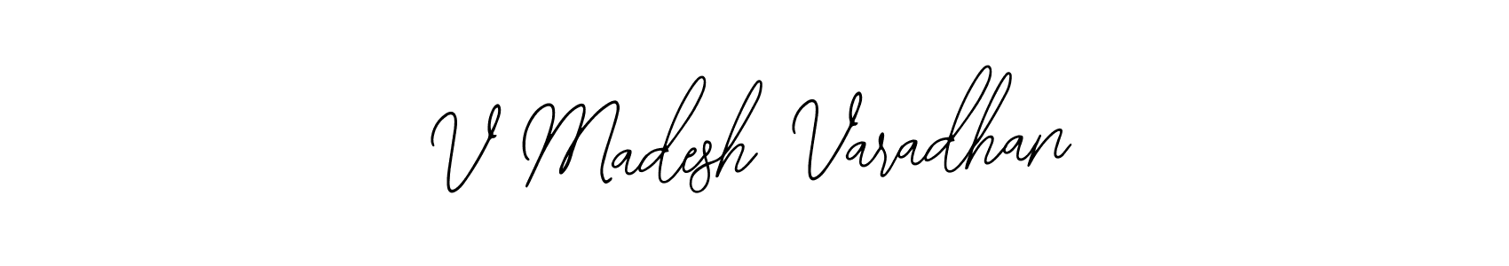 How to make V Madesh Varadhan name signature. Use Bearetta-2O07w style for creating short signs online. This is the latest handwritten sign. V Madesh Varadhan signature style 12 images and pictures png